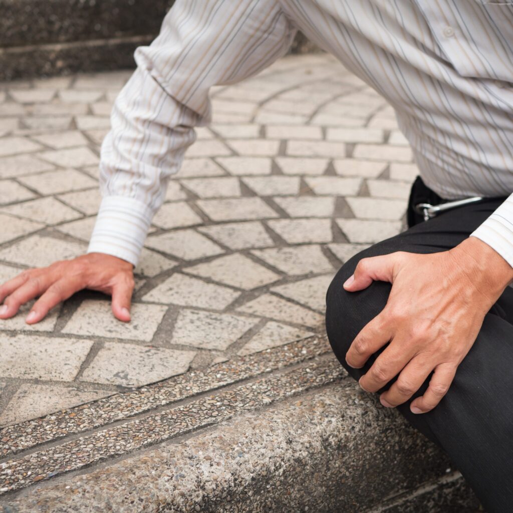 old man falling down, senior accident
