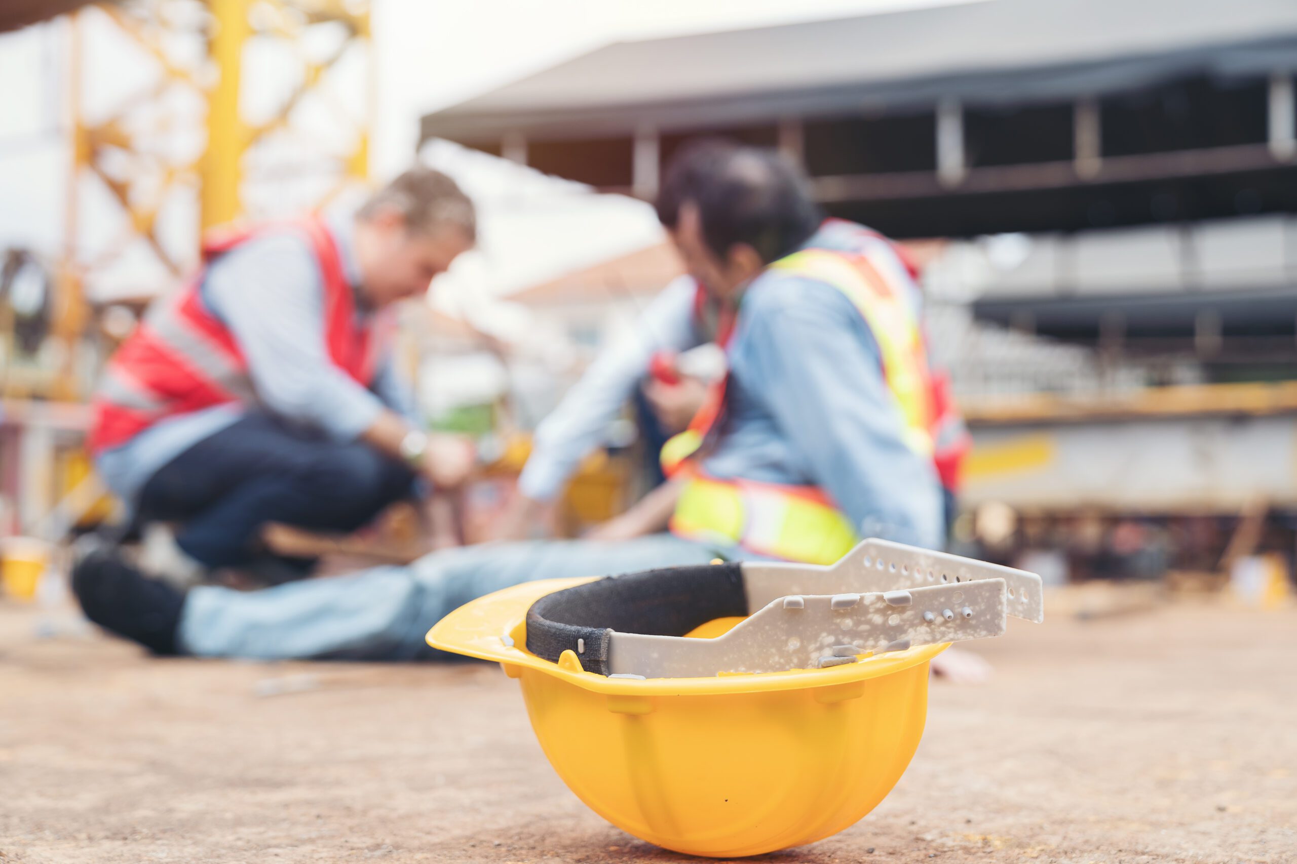Construction builder worker accident at construction site