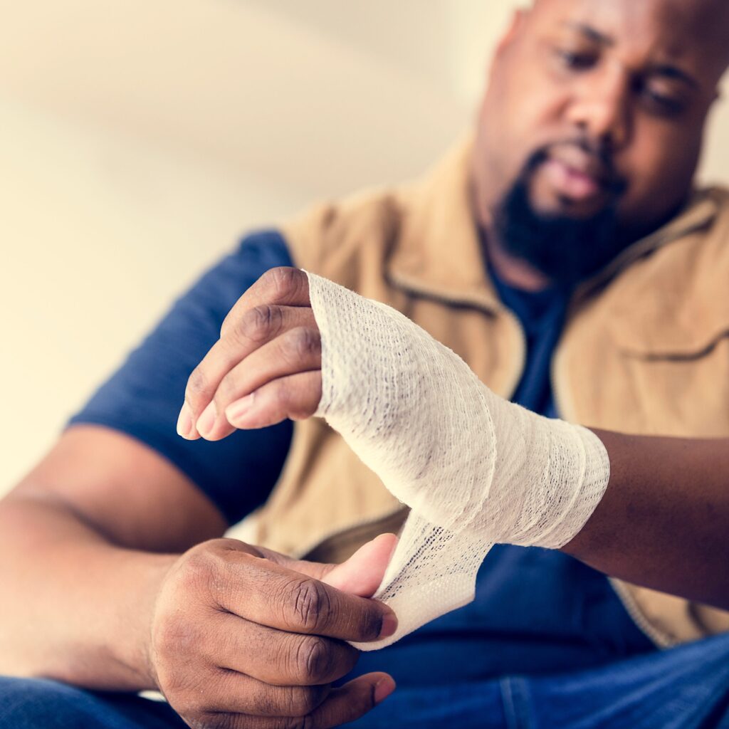 A person getting injured